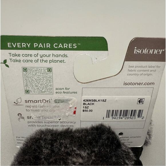 Isotoner Glover Signature Women's One Size Faux-Fur-Cuff Fleece Cuff Smart Dri - Picture 5 of 5